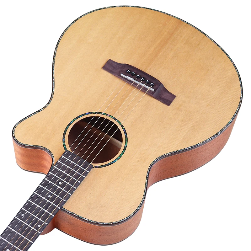

Good Handicraft Acoustic Guitar 6 String 40 Inch Matte Laminated Spruce Wood Cutaway Design Natural Color Folk Guitar