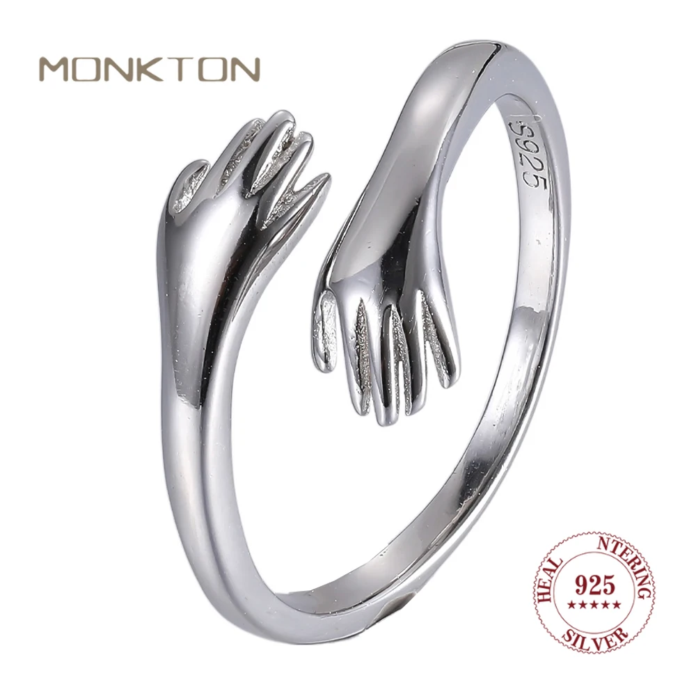 

Monkton 925 пробы серебряные кольца для женщин золотые открытые Регулируемые кольца лучший друг кольцо