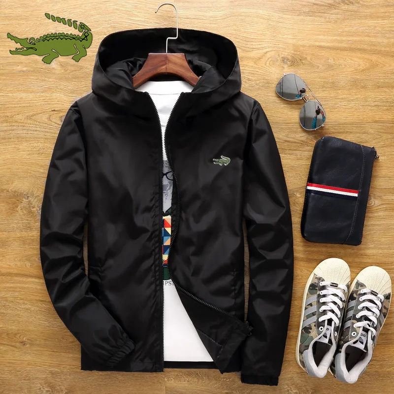 

Four Seasons Men's Hooded Bomber Jacket Hip Hop Plus Size Windbreaker Sportswear Zipper Embroidered Jacket Coat Outwear S-7XL