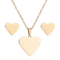 toocnipa stainless steel gold simple heart earring necklace jewelry set quality never tarnish 45cm collar pendant necklaces