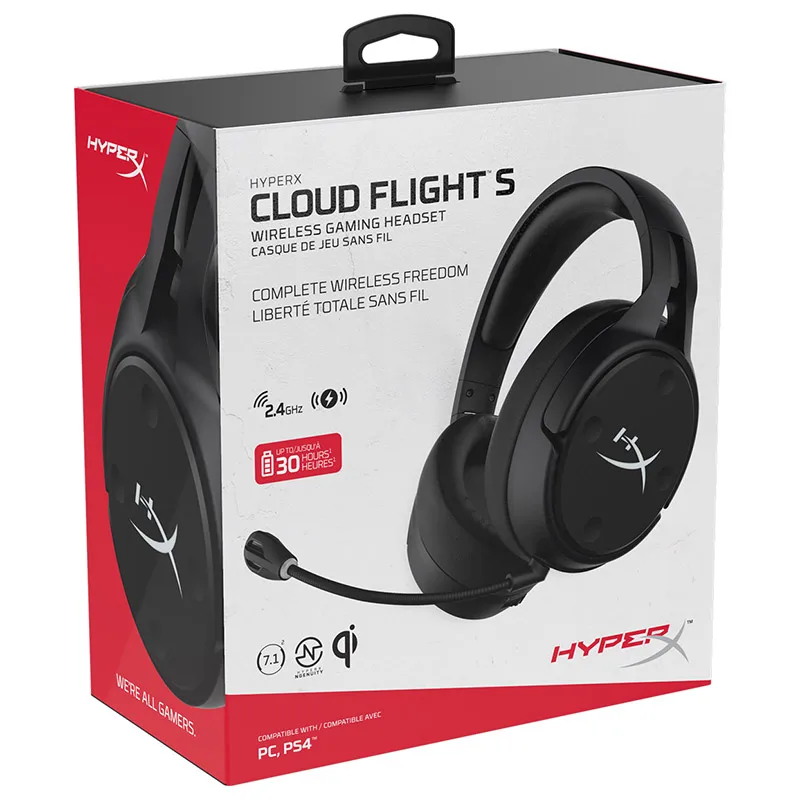 HyperX-auriculares inalámbricos Cloud Flight S para juegos, cascos con sonido envolvente 7,1, 2,4 GHz, audio inalámbrico, personalización de software NGENUITY