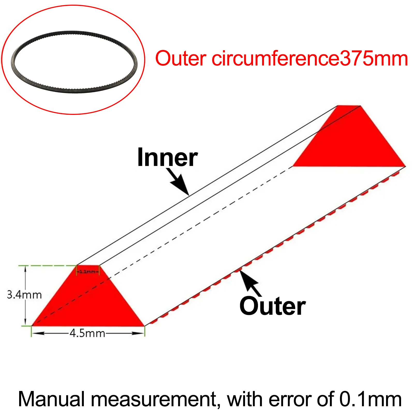 Отличная растягивающаяся производительность 5M375 ремень без шума движения удар и