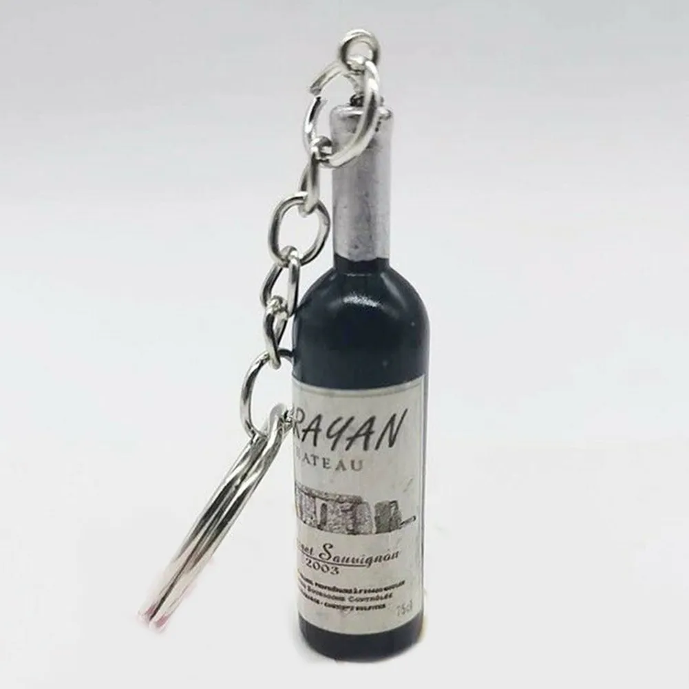 

1*Keychain Cute Hot Mini Novelty Resin Beer Wine Bottle Keychain Assorted Color Key Decorative Accessories