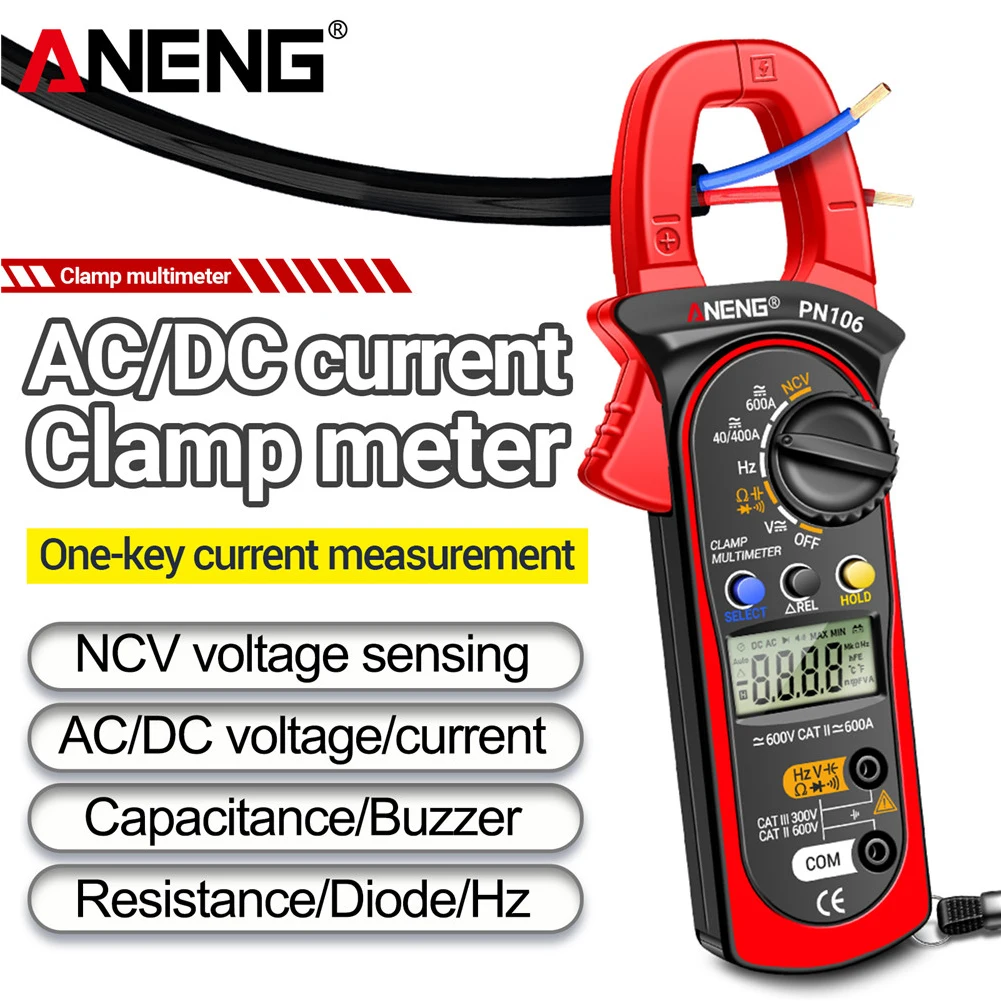 

ANENG PN106 4000 Counts Clamp Meter AC/DC Ammeter Voltmeter Electric Tester True RMS Multimeter Clamp Tools for Electrician