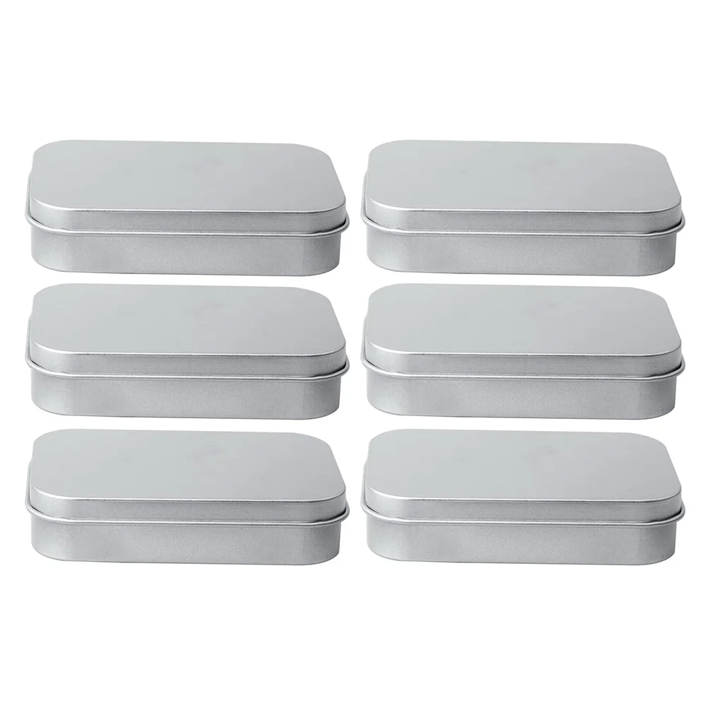 

Box Storage Tin Hinged Tinplate Tea Container Metal Rectangular Jar Boxes Lid Casetrinket Bead Jewelry Organizerpen