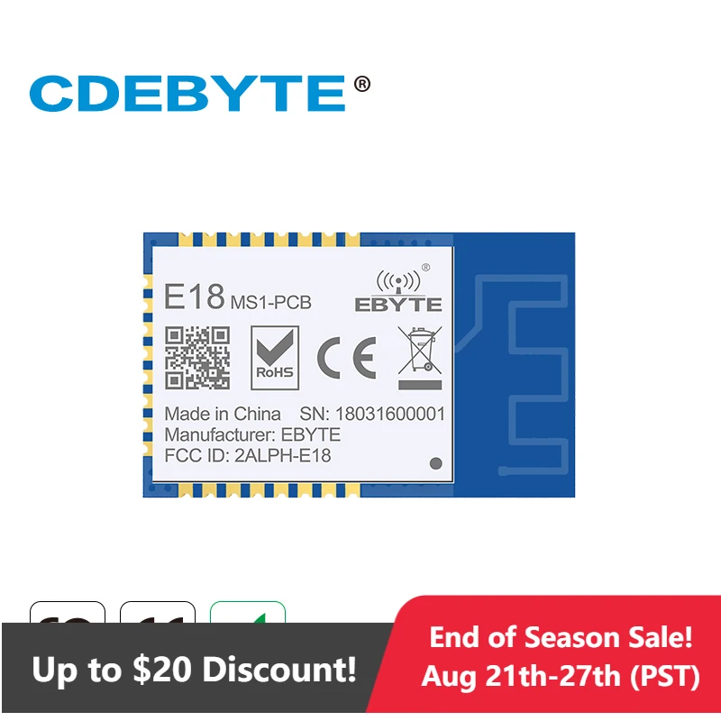 Ebyte E18-MS1-PCB CC2530 ZigBee, Модуль 8051 MCU 2,4 ГГц, вход-выход, интеллектуальный сетевой маршрутизатор, беспроводной трансивер