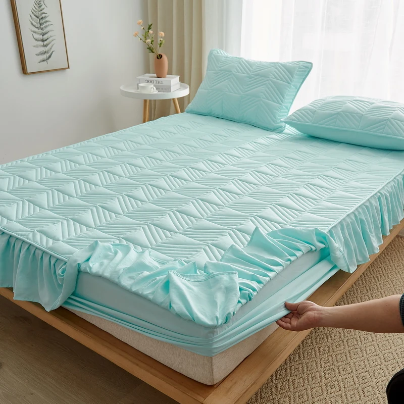 

Bonenjoy 1Pc Single Bottom Sheet With Elastic Solid Color Bed Covers for Adults Queen/King Size Colcha Cama 90 (No Pillowcase)