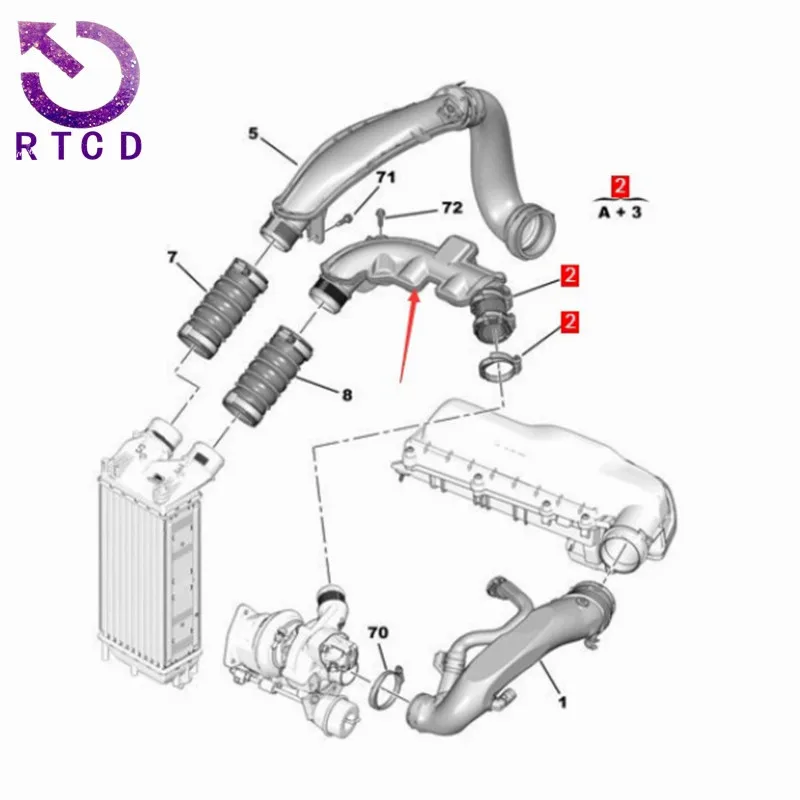 Новая внешняя воздухообменная труба 1440J1 9659145680 для Peugeot 308 3008 Citroen C4 C5 DS4