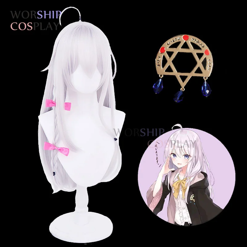 Длинная прямая брошь из металлического сплава с серебристыми и белыми париками для косплея