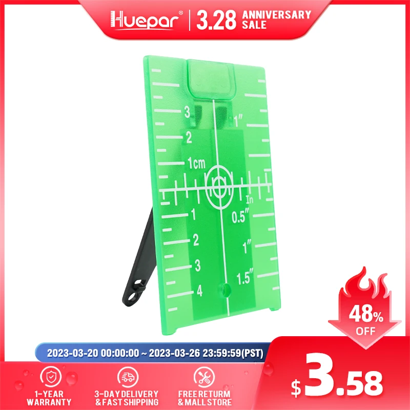 

Huepar Green Target Plate Card With Stand For Green Beam Cross Line Laser Levels Laser Enhancement Can be Magnetic / Hanging On