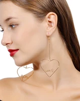 handmade letters exaggerated earrings peach heart love long pendant earrings b0510