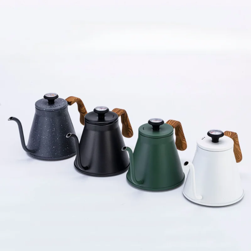Чайник с наполнителем 37 унций, чайник с гусиной шеей, чайник для кофе с точным термометром, ручка с защитой от горячего воздействия, для капельного кофе и чая