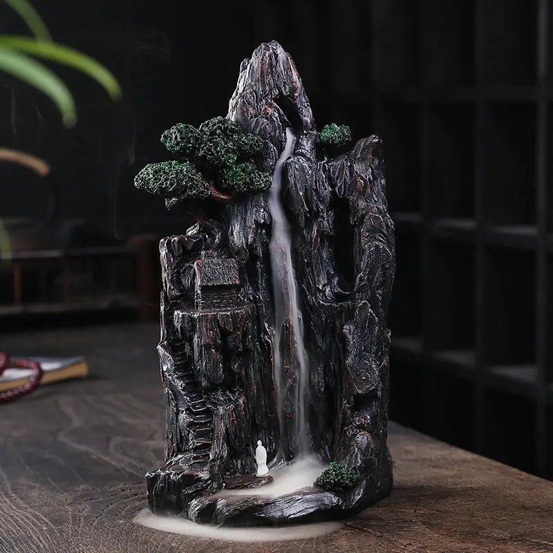 

Zen Alpine Flowing Water Backflow Incense Burner Home Decoration Creative Ornaments Ceramic Indoor Aroma Diffuser Censer Holder