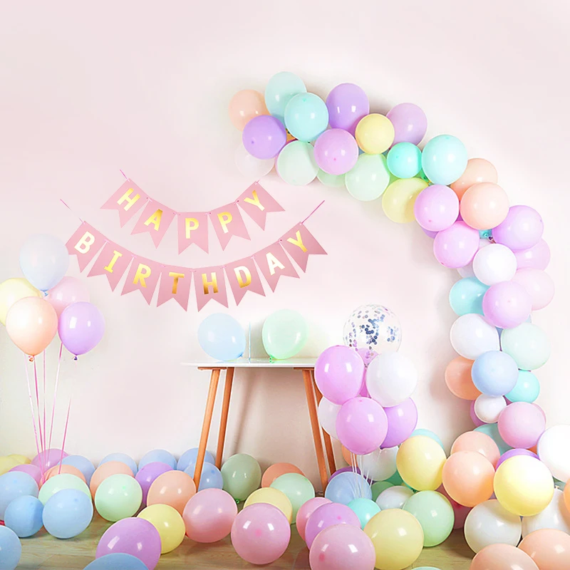 Fondo de unicornio fiesta de cumpleaños, decoración de macarrón, globos Pastel, fondo baby shower niña decoración del hogar, guirnalda de arco de globos de arcoíris, 5 y 10 pulgadas