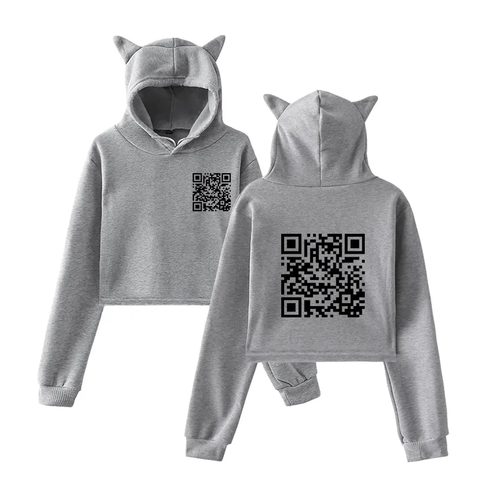 Забавный цифровой QR-код с капюшоном Wanna Date Me QR Code каваи толстовка кошачьими ушками