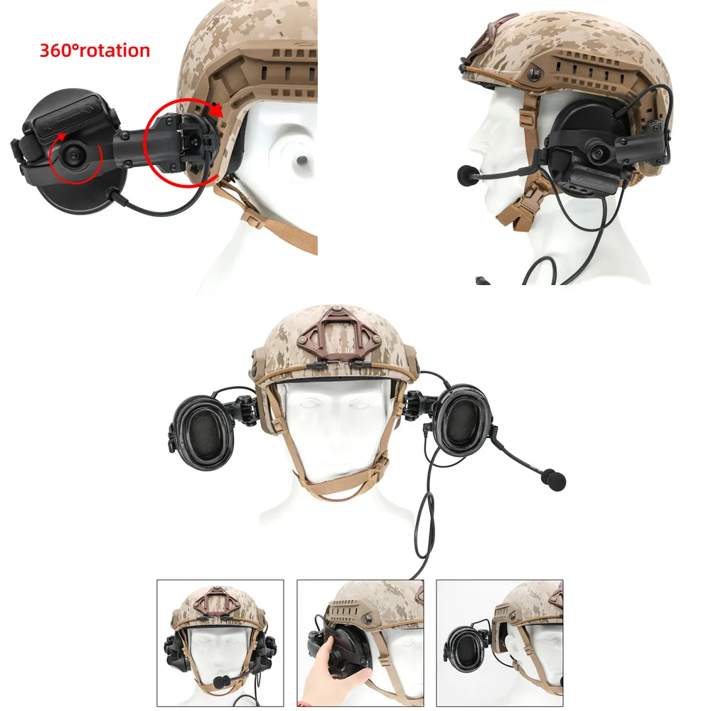 TAC-SKY COMTAC III Tactical Headphones Helmet Track ARC Rail Mounted Version Noise Cancelling Hunting Pickup Tactical Headphones