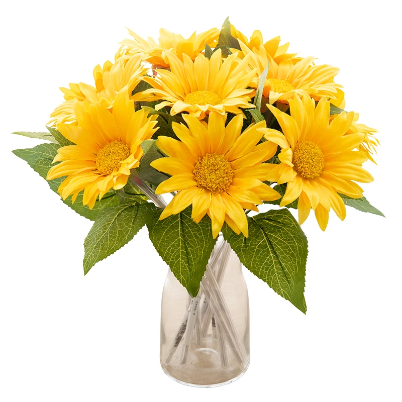 

Искусственный цветок подсолнечника зеленое растение садовая комната Декоративный букет Свадебная вечеринка Настольная Композиция имитац...