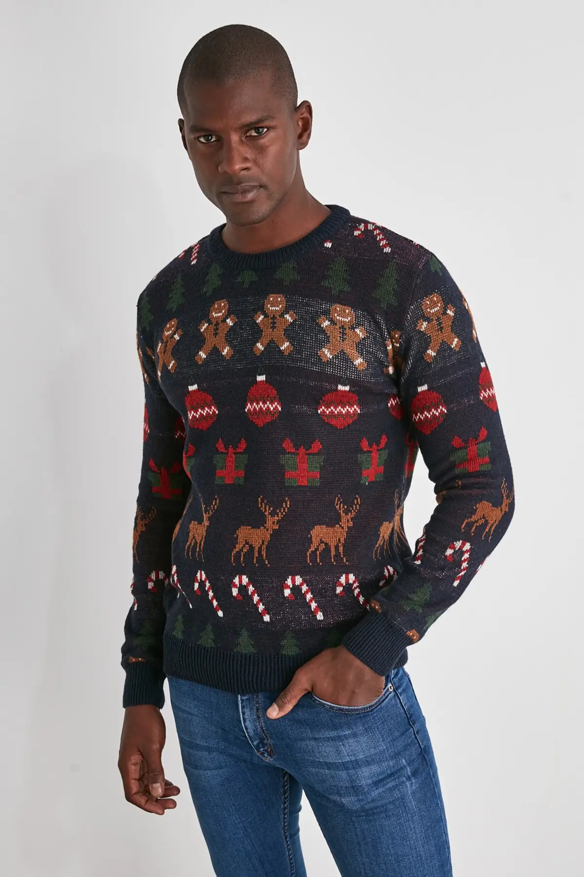 

Trendyol Male Christmas Themed Bicycle Neck Knitwear Sweater TMNAW21KZ1365