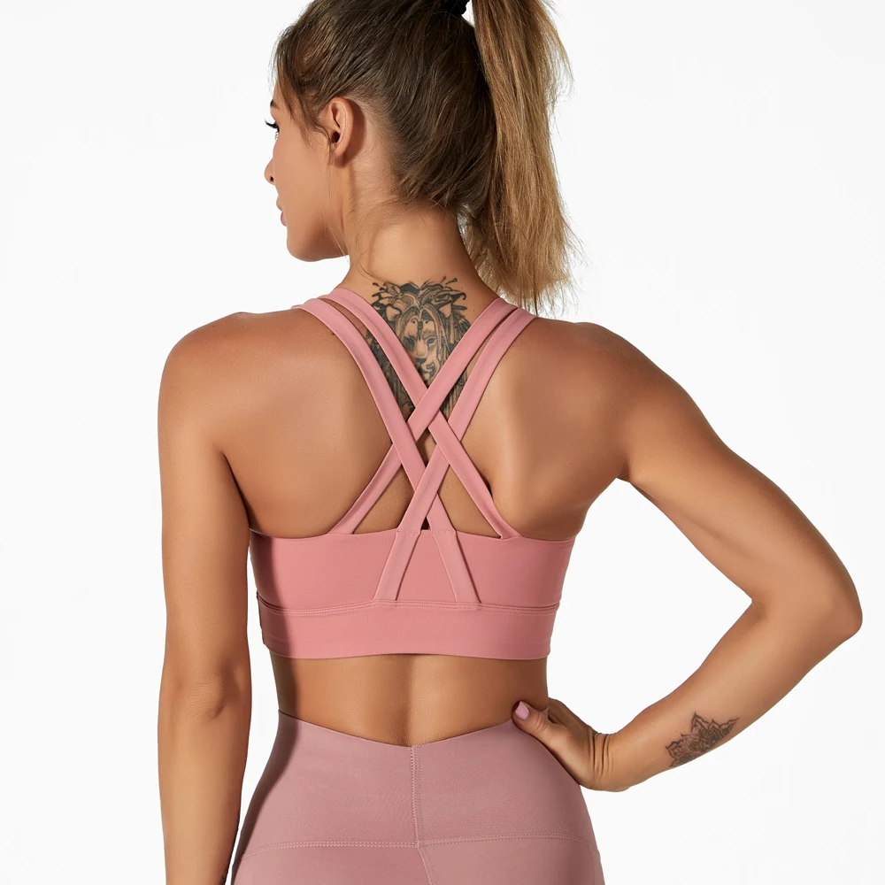 

Sports Bra Crop Top Women Fitness Gym Yoga Bra Double Shoulder Straps Sexy Backless Push Up Workout Tops For Women Clothing