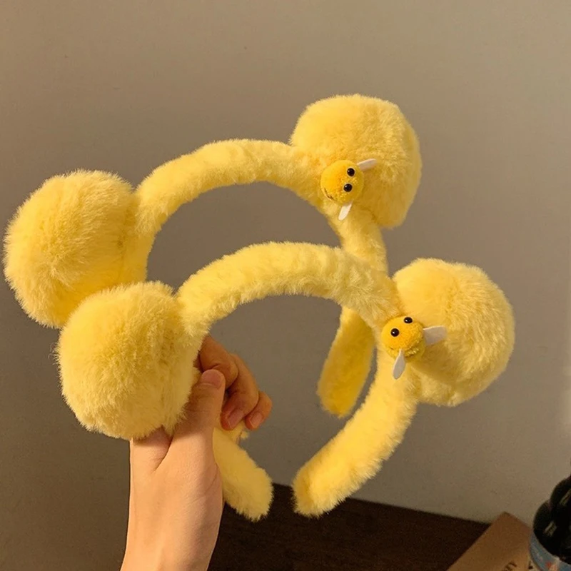 Милая пчела медвежьи уши плюшевая повязка для волос женщин и девочек мытье лица