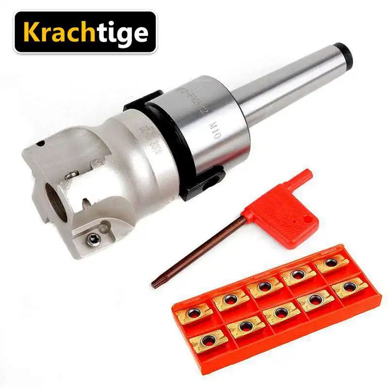 

Krachtige MT2-FMB22 фреза M10 хвостовик 400R 50 мм торцевая фреза + 10 шт. карбида вставки APMT1604 CNC сверла