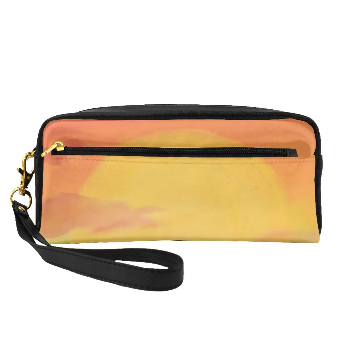 

Кожаные Органайзеры для хранения с принтом заката, небольшие органайзеры с флагом для ванной, вместительная косметичка, женские косметички