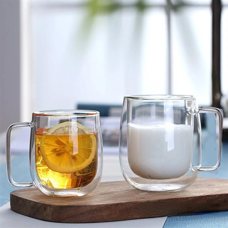 

Double Wall Glass Coffee Cup Kungfu Tea Drink Cup Handmade Heat Resistant Healthy Drink Mug Insulated Clear Glass