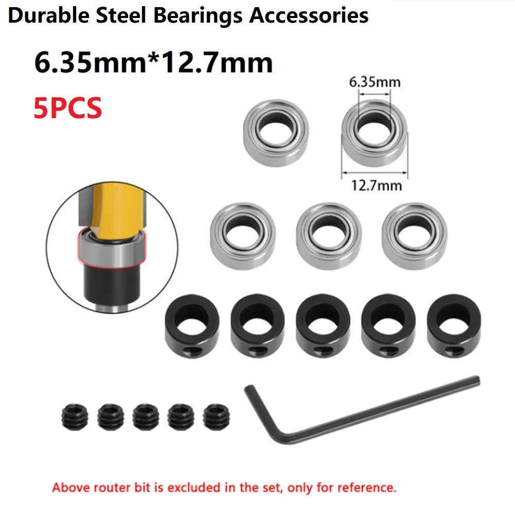 

Router Bit Machine Bearing Accessories Kit For Flush Trim Milling Head And Holder Bushings Woodworking Tool