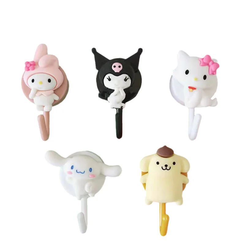 

Kawaii Sanrioed Mymelody Kuromi Cinnamoroll анимационная мультяшная паста крючок без отверстий для хранения стен многофункциональная отделка