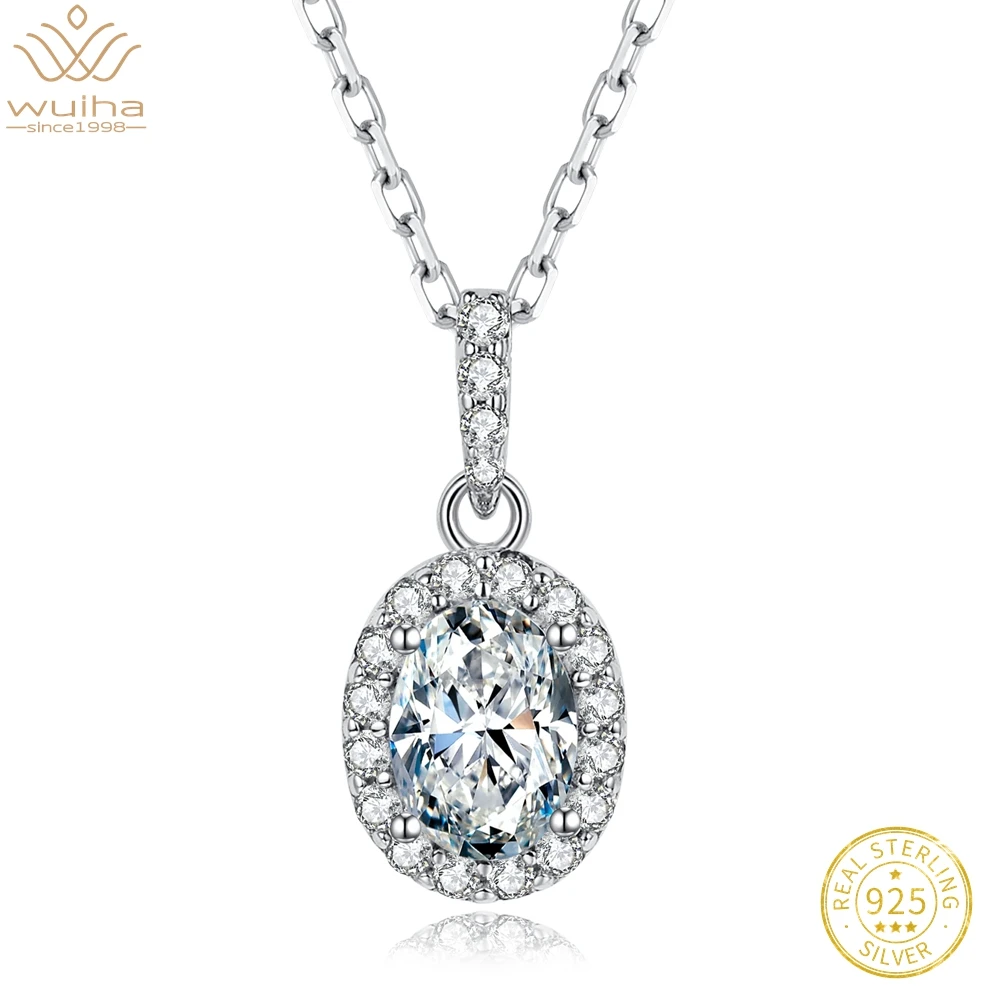 

WUIHA Real 925 Sterling Silver 3EX Fancy Cut VVS1 Pass Test Diamond D Moissanite Pendant Necklaces for Women Gift Drop Shipping