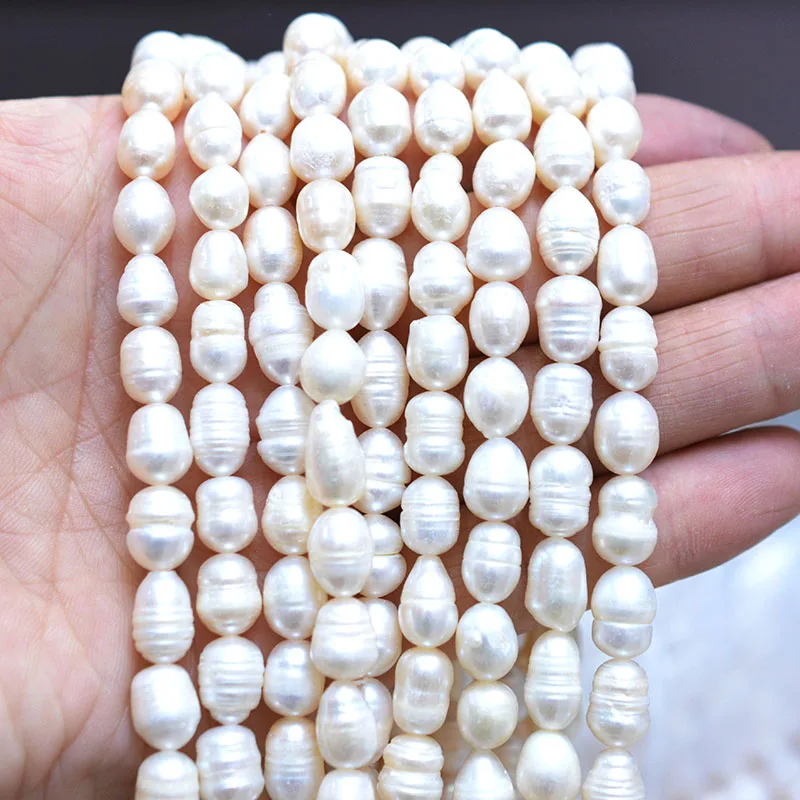 

36cm Natural Freshwater Pearl Beads High Quality Rice Shape Punch Loose Beads for DIY Elegant Necklace Bracelet Jewelry Making