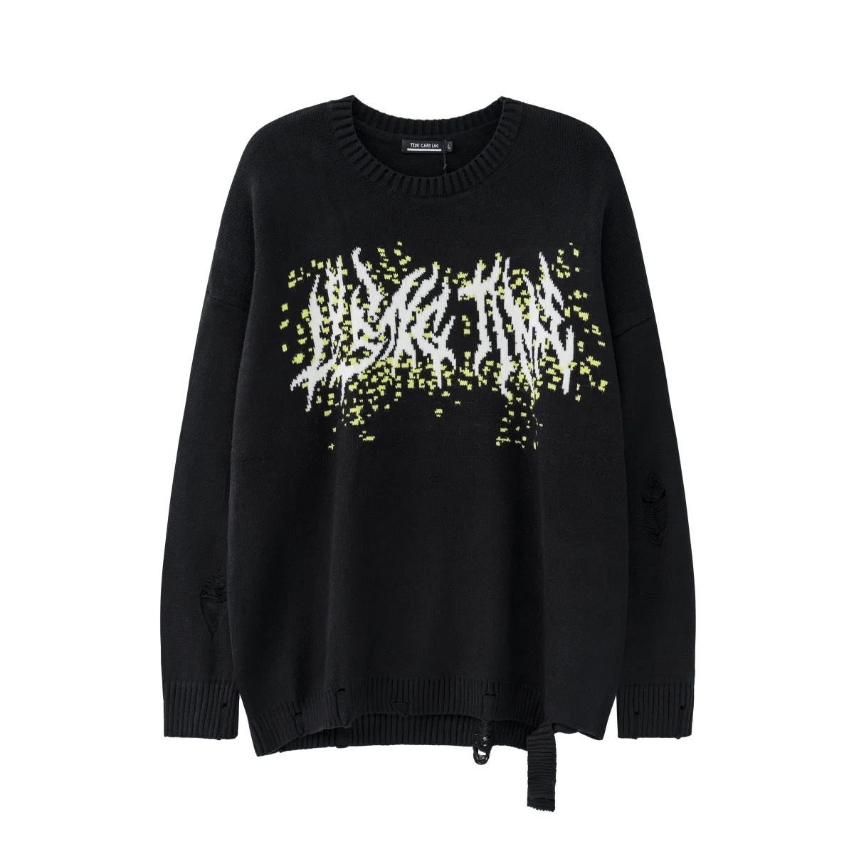 

Original Hole Round Neck Oversize Sweater Mens Pullover Streetwear Loose Casual Sweaters Knitted Harajuku Hip Hop Clothing