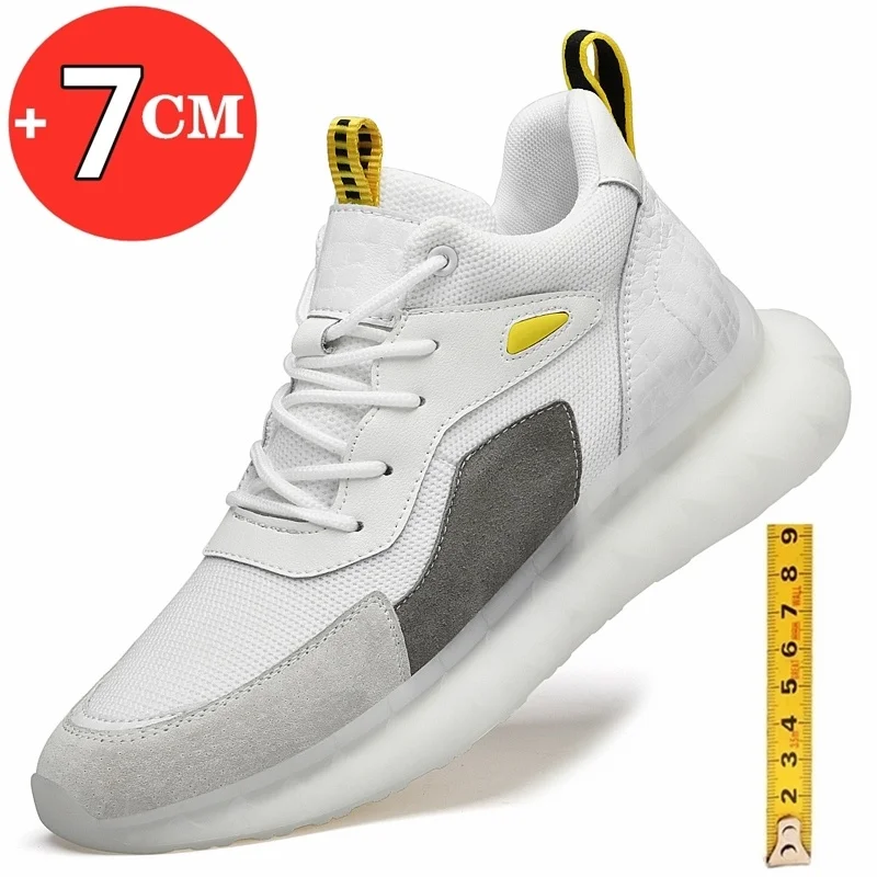 

Elevator Shoes Men Height Increase Shoes Lift Insole 7cm 9cm Designer Men Sneakers Leather Footwear Man Casual Sports Shoes