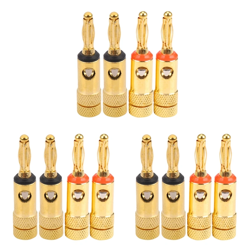 

Gold Plated Banana Plugs 2 Red 2 Black 4Mm 12 Pcs LL68-4BP1