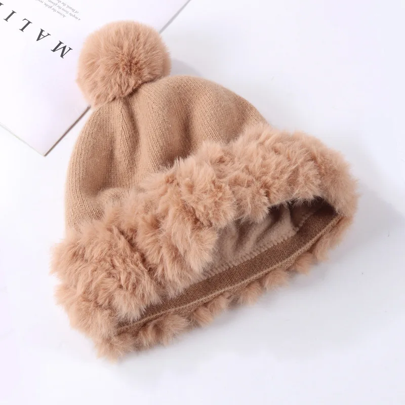 

Hip hop Punk Warm Solid Color Woolen Ushanka Fashion Cashmere plus Velvet Thickened Ears Protection Hat Knitted beanies