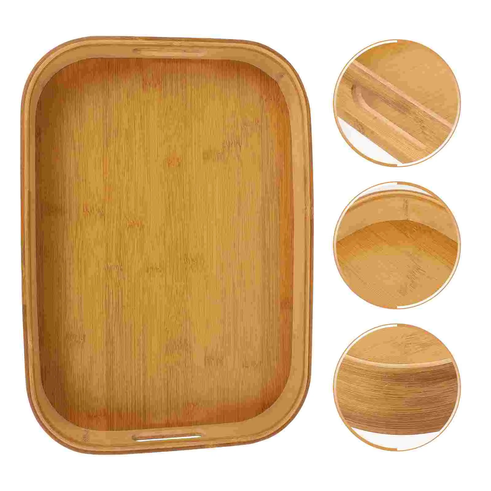 

Wood Serving Tray with Handles Wood Rectangular Platter Coffee Tea Serving Tray for Breakfast Lunch Dinner Appetizers Patio
