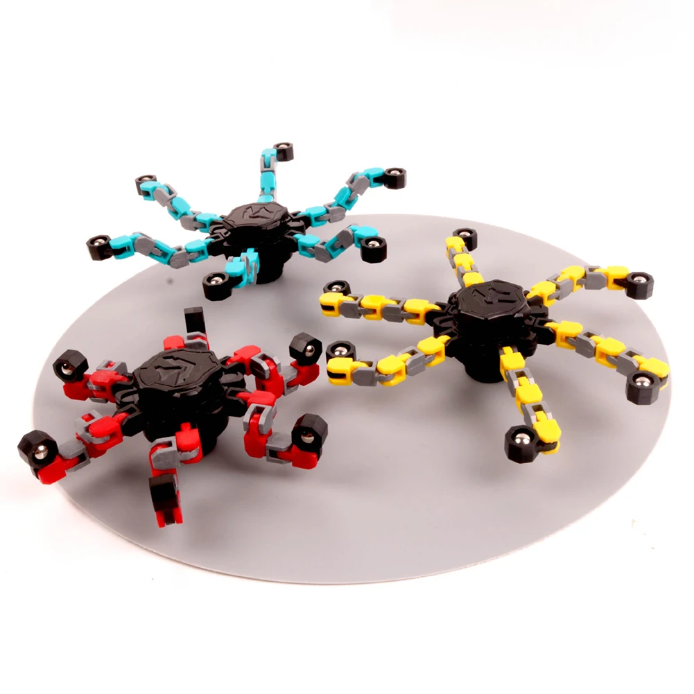 

Kids DIY Deformable Stress Relief Toy Fingertip Spin Top Fidget Spinner Transformable Creative Chain Mechanical Gyro Robot Toy