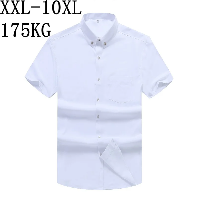 

10XL 8XL 7XL 6XL New Summer Business Formal Shirt Men Brand Clothing Short Sleeve Loose Social Casual White Dress Shirts For Man