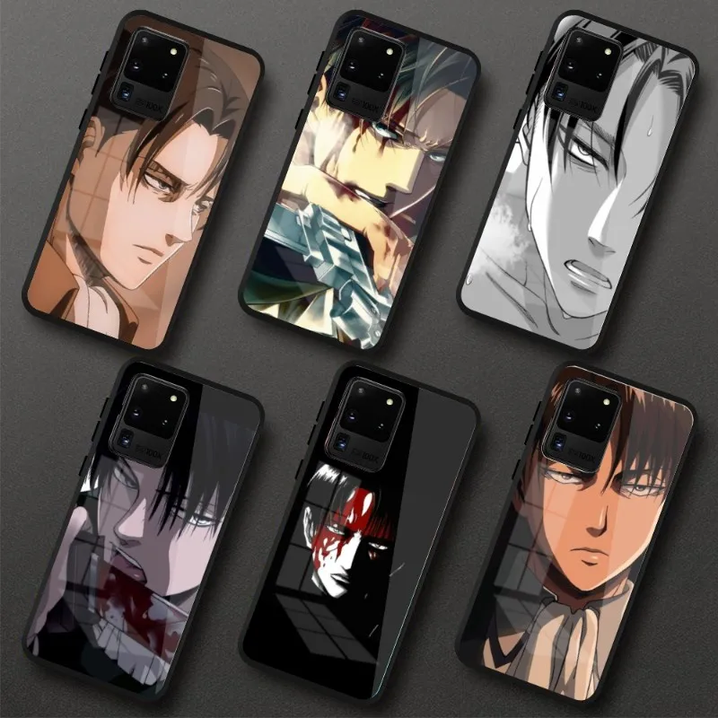 

AOT Levi Ackerman Cell Phone Case for Samung S23 S22 S21 Pro Ultra A13 A33 A53 NOTE 20 PC Glass Phone Cover Funda