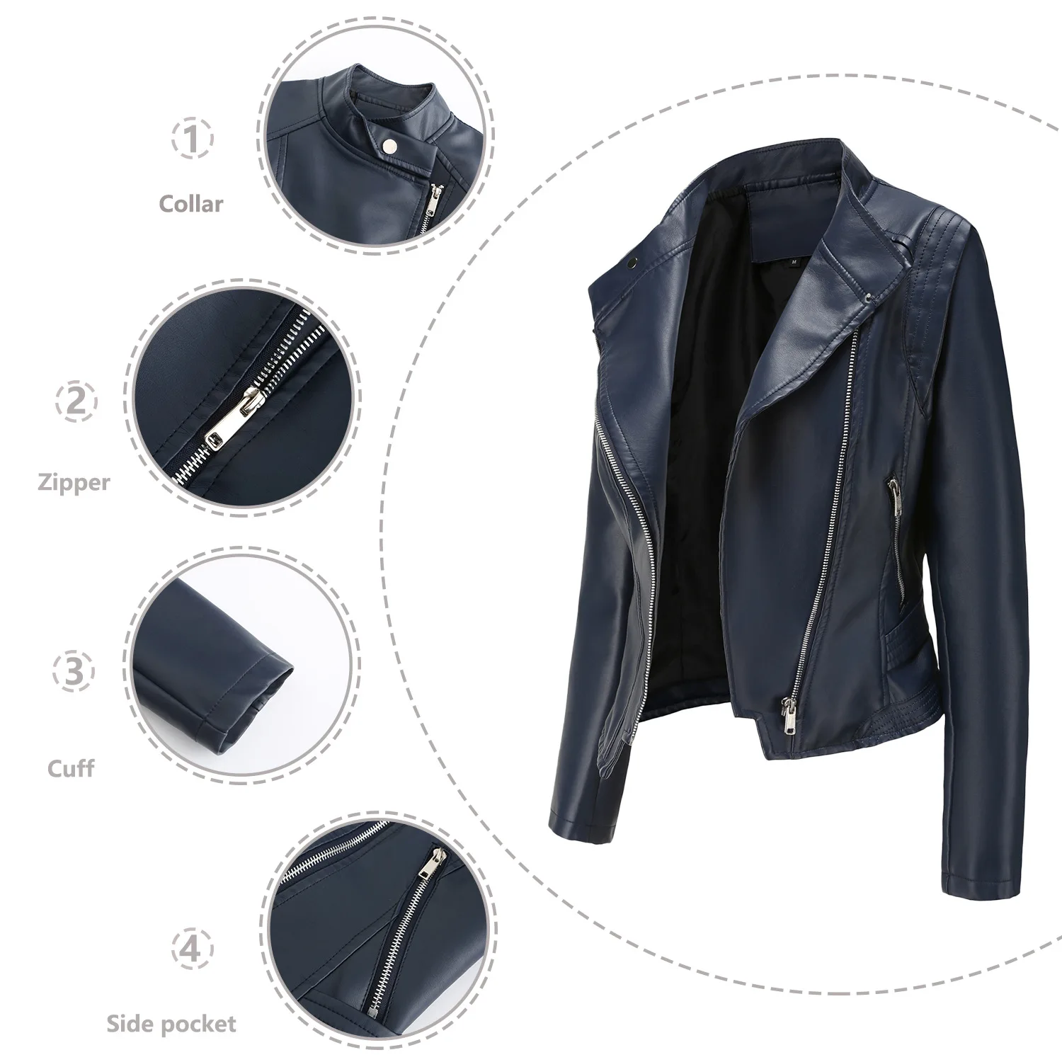 2022 PU Lapel Women's Slim Leather Coat Women's Spring  Autumn Thin Long Sleeve Coat Short Women's Jacket Skinny Lady Top