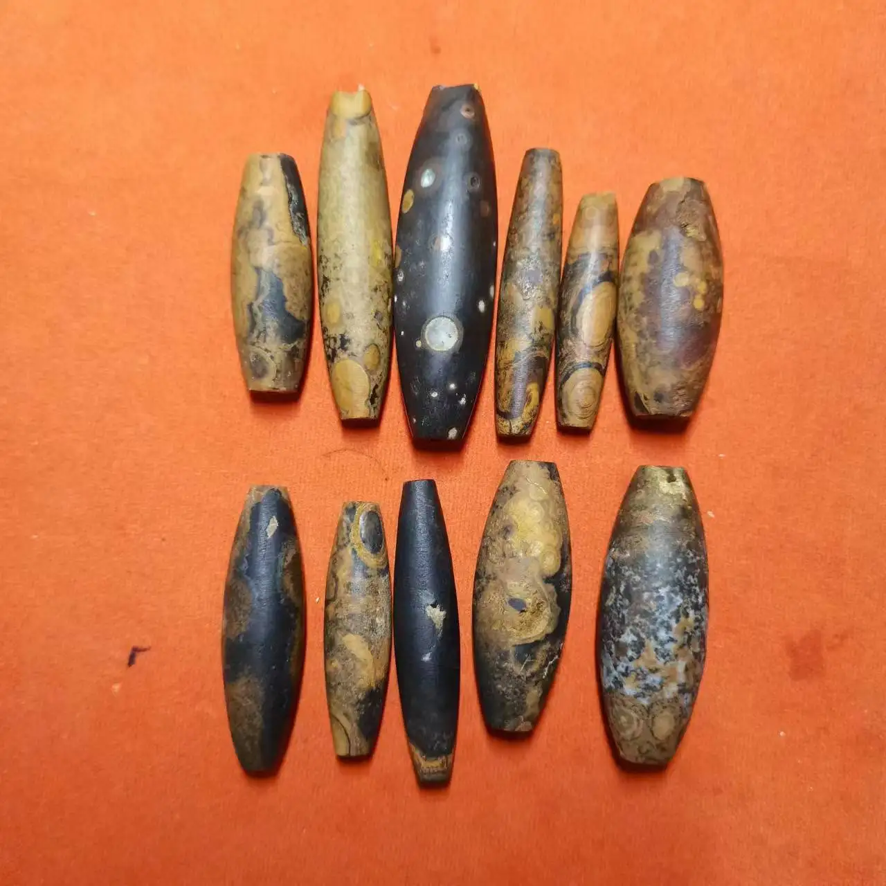 

11pcs/lot Natural Stone Shale Sky Eye Dzi Beads Rare Raw Stone Meng Dzi Bracelet String Necklace Pendant Accessories Ornament