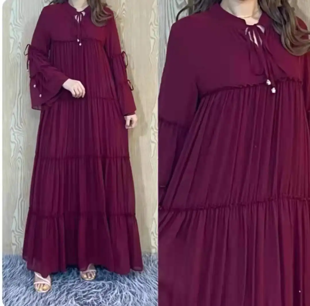 

New Arrival Elegent African Women Long Sleeve V-neck Polyester Pink White Green Long Robes African Dresses for Women