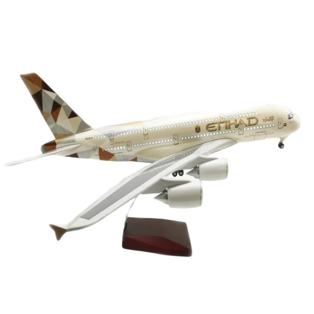 

Etihad Airlines A380 Voice Control Metal Aircraft Model 46cm Diecast Miniature Xmas Gift Kids Room Decor Model Toys for Boys