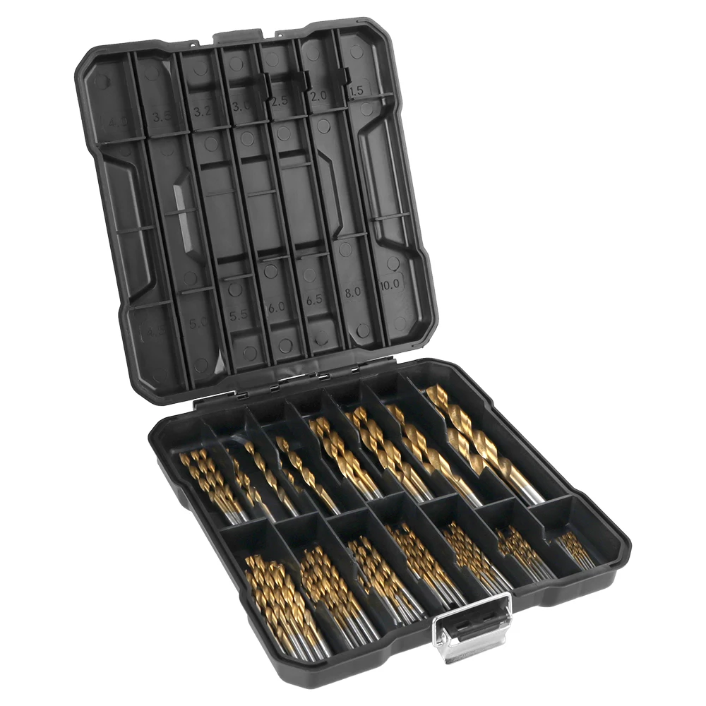 

Спиральные сверла, 99 шт., высокоскоростная сталь, титановое покрытие