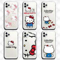 hello kitty cartoon kawaii cat phone case clear for iphone 13 12 11 pro max mini xs 8 7 plus x se 2020 xr cover