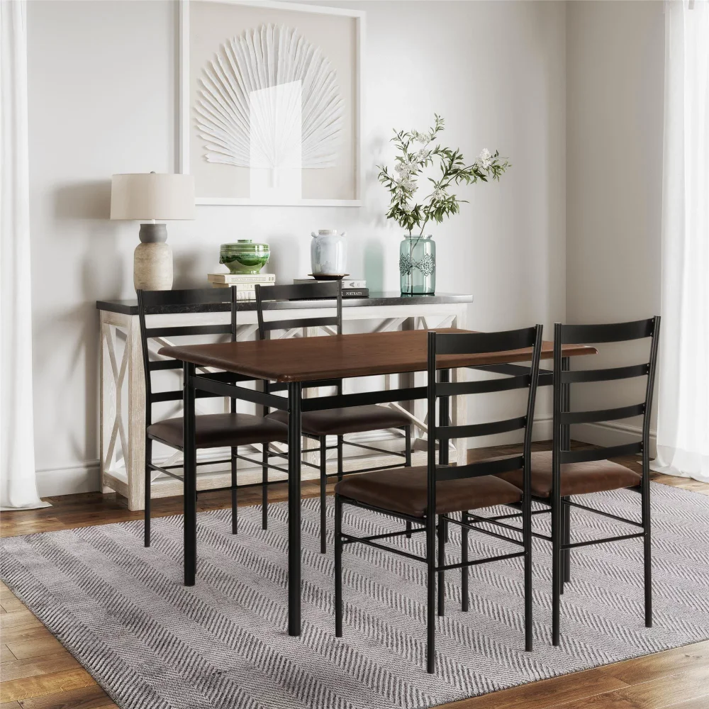 

Mainstays 5-Piece Wood & Metal Dining Set, 4 Person, 30"Height, Walnut & Black