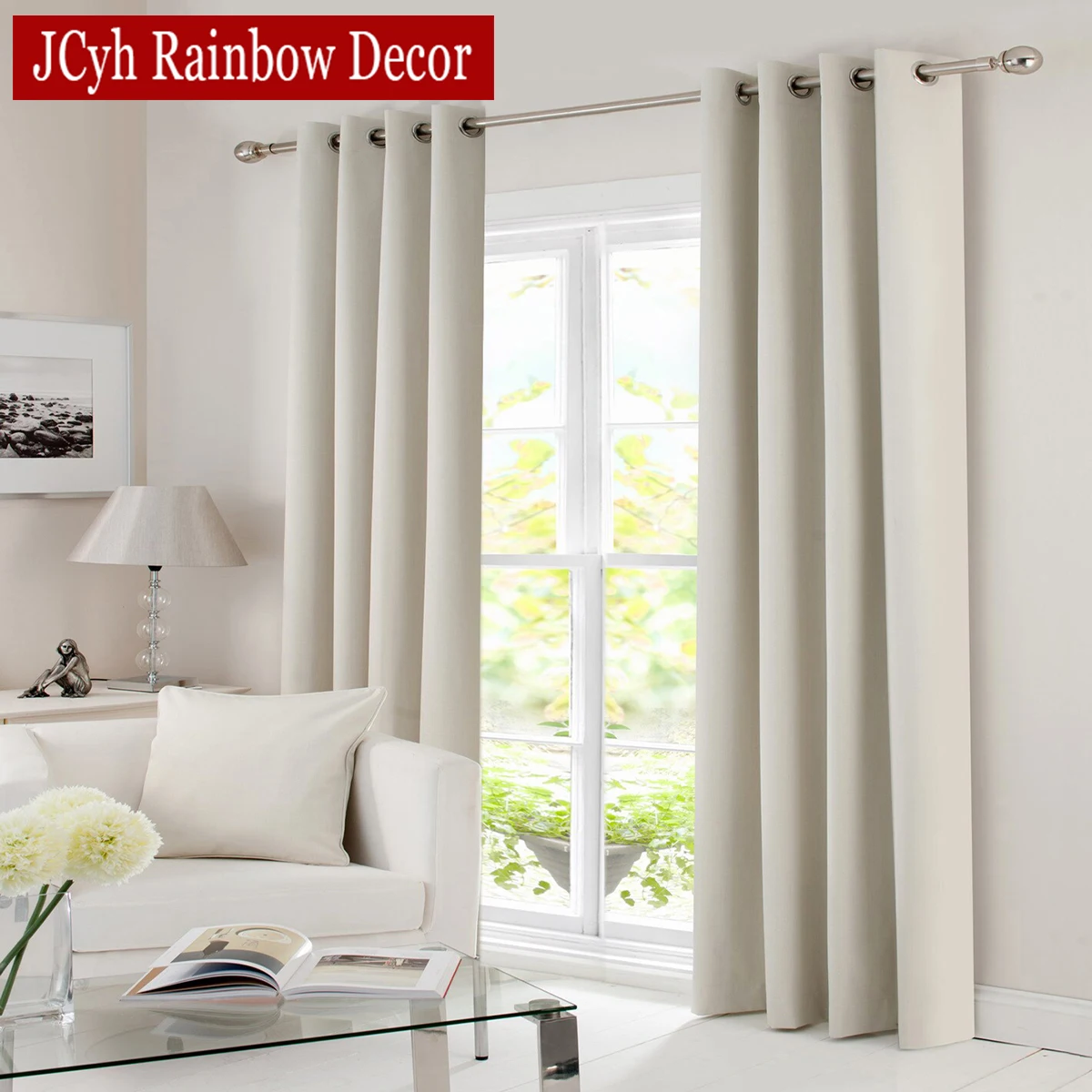 Beige Blackout Cutains for Living Room Bedroom Modern Long Hall Window Curtains Kitchen Cheap Door Ocultant Curtains 85% Shading