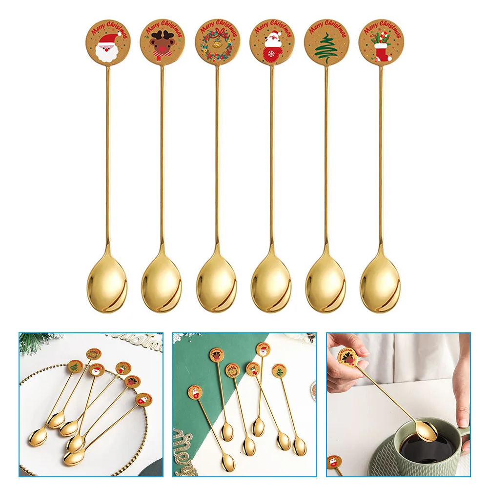 Купи Spoon Christmas Spoons Coffee Set Dessert Tea Holiday Scoop Mixing Stirring Espresso Dinner Cream Sugar Ice Santa Tree Cake за 484 рублей в магазине AliExpress