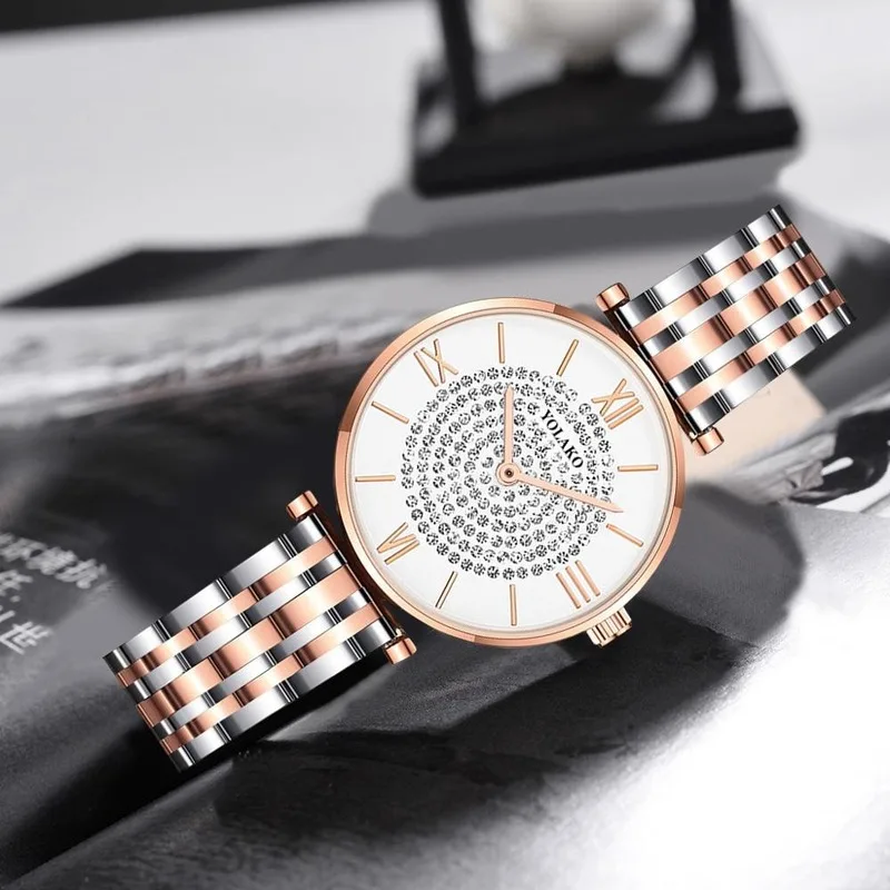 Женские кварцевые часы с круглым циферблатом из нержавеющей стали - купить по