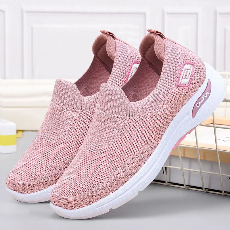 

Shoes Women's Spring New 2022 Women's Shoes Casual Mother Shoes Flying Woven Socks Shoes Soft Bottom Sneakers Women